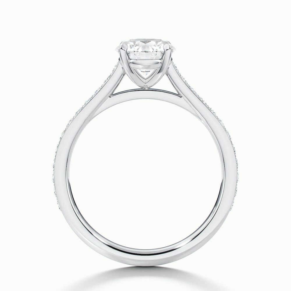 Sofia 1 Carat Round Solitaire Pave Lab Grown Diamond Ring in 14k White Gold