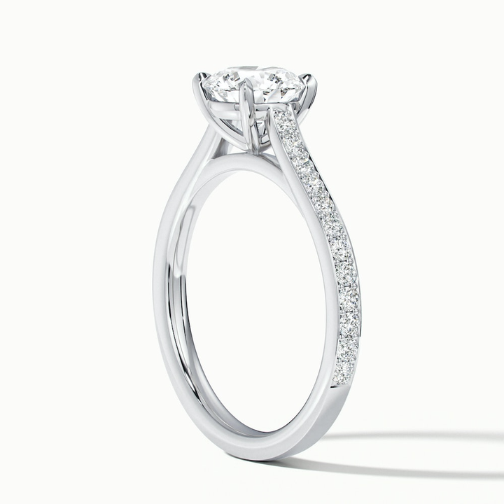 Sofia 5 Carat Round Solitaire Pave Lab Grown Diamond Ring in 18k White Gold