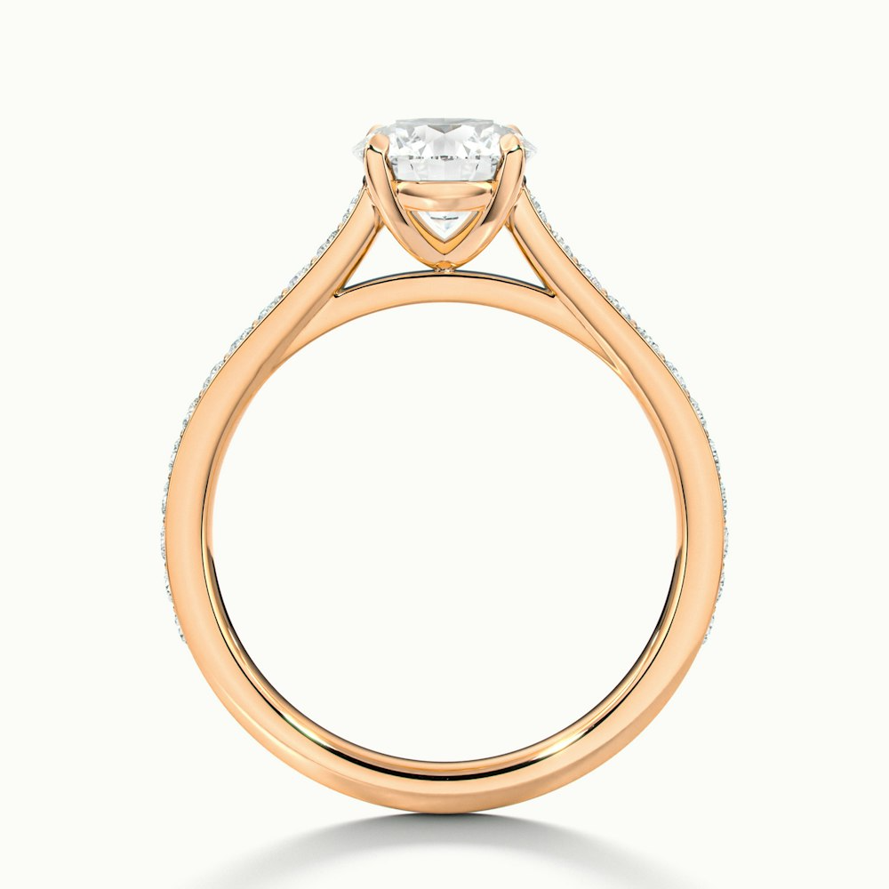 Sofia 4 Carat Round Solitaire Pave Lab Grown Diamond Ring in 14k Rose Gold