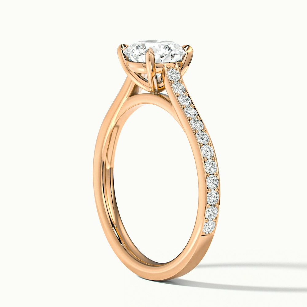 Mira 2 Carat Round Solitaire Pave Moissanite Engagement Ring in 14k Rose Gold