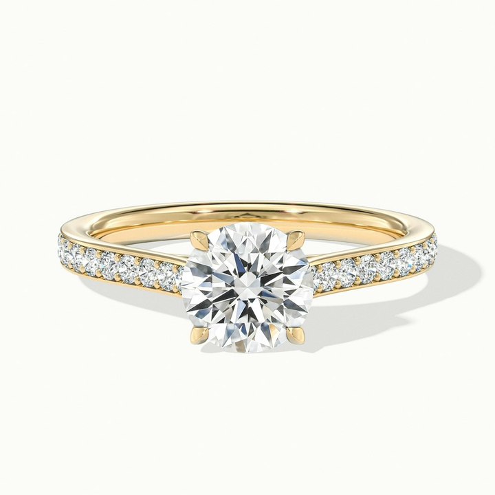 Sofia 1.5 Carat Round Solitaire Pave Lab Grown Diamond Ring in 10k Yellow Gold