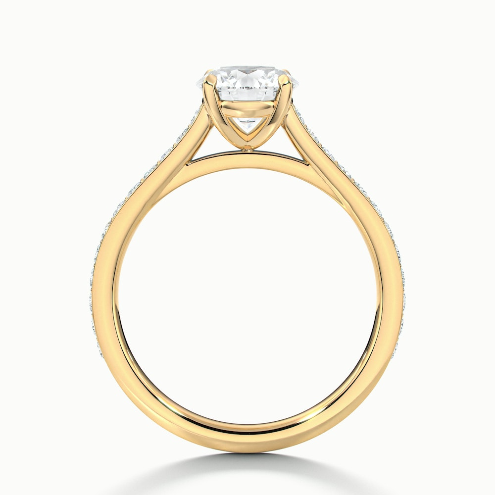 Sofia 2 Carat Round Solitaire Pave Lab Grown Diamond Ring in 10k Yellow Gold