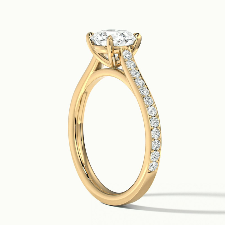 Sofia 3 Carat Round Solitaire Pave Lab Grown Diamond Ring in 10k Yellow Gold