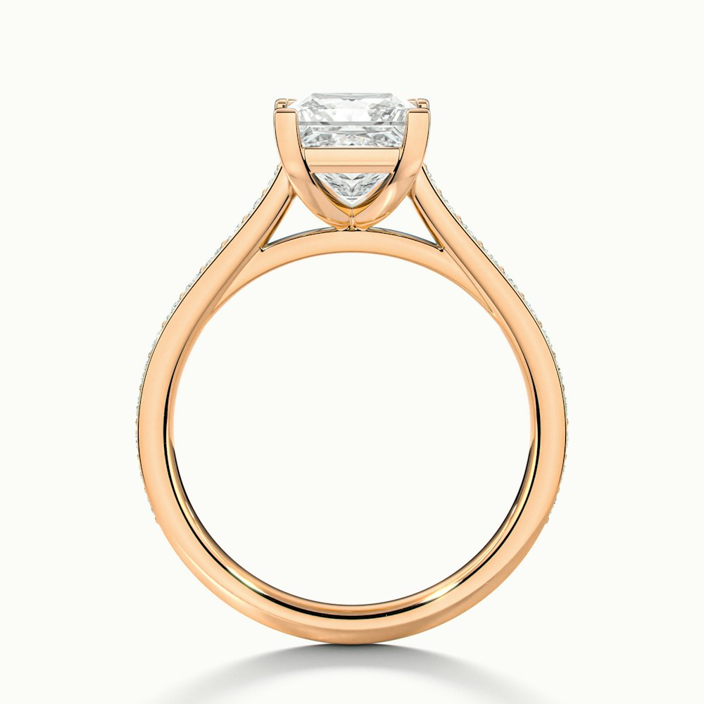 Ava 2 Carat Princess Cut Solitaire Pave Moissanite Engagement Ring in 14k Rose Gold