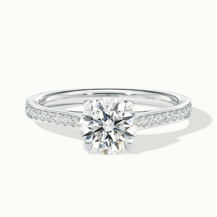 Elma 5 Carat Round Solitaire Pave Lab Grown Diamond Ring in 18k White Gold