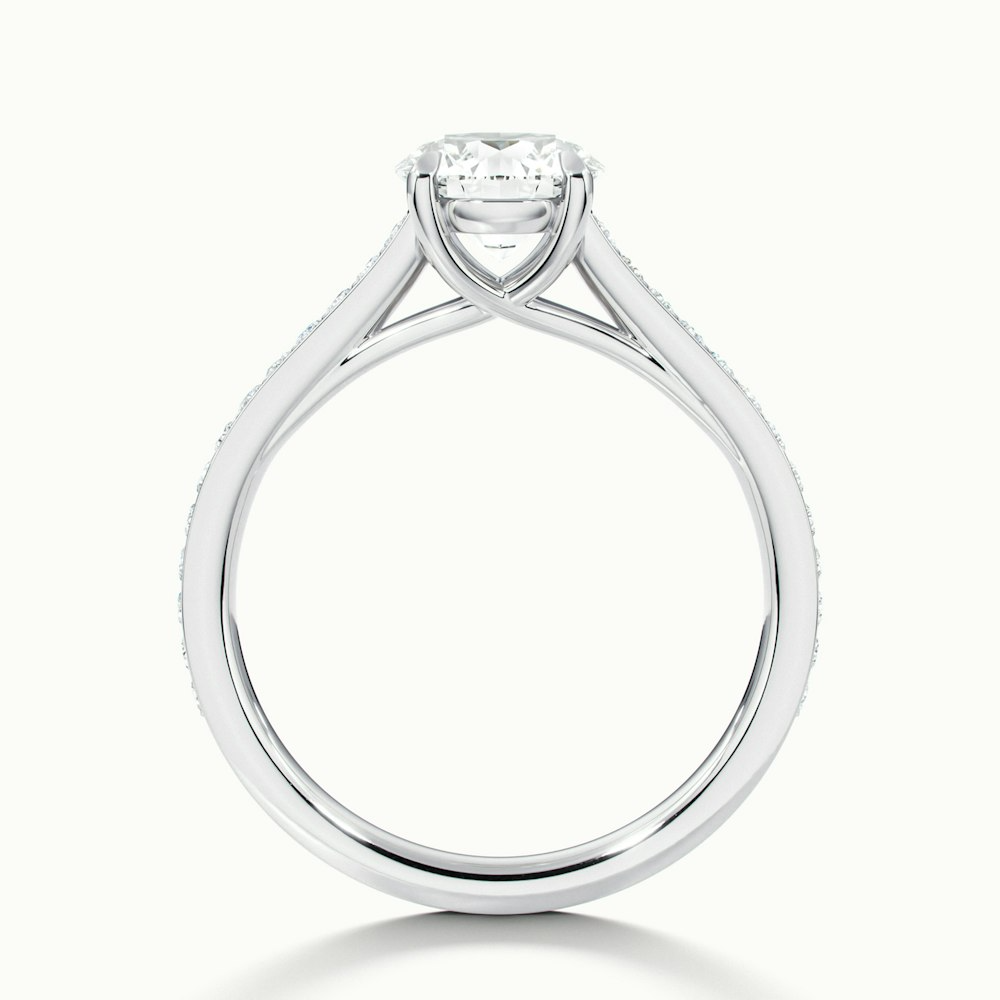 Elma 1 Carat Round Solitaire Pave Lab Grown Diamond Ring in 14k White Gold