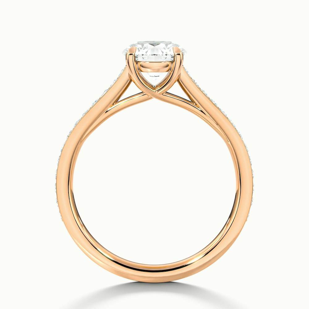 Elma 5 Carat Round Solitaire Pave Lab Grown Diamond Ring in 18k Rose Gold