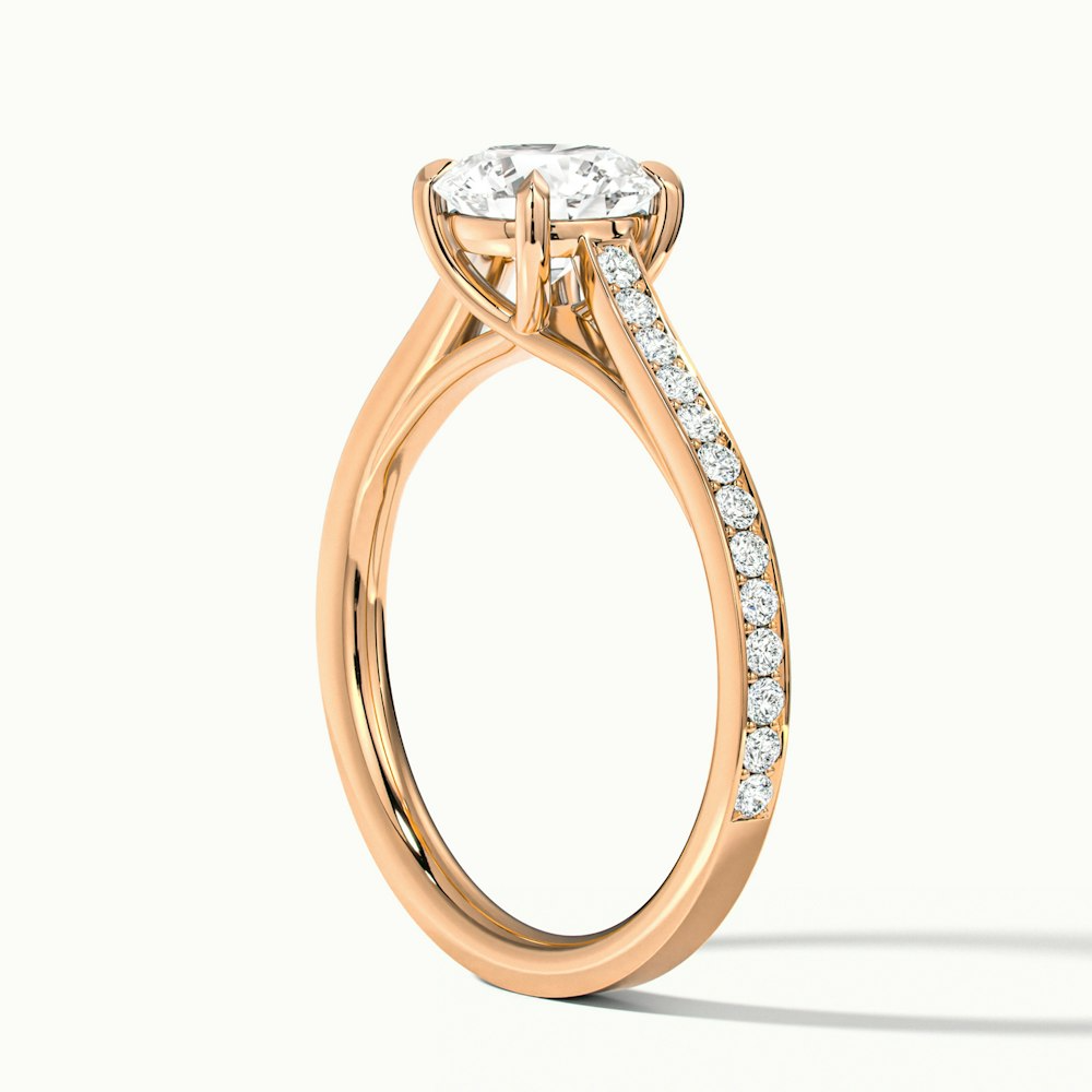 Elma 2 Carat Round Solitaire Pave Lab Grown Diamond Ring in 14k Rose Gold