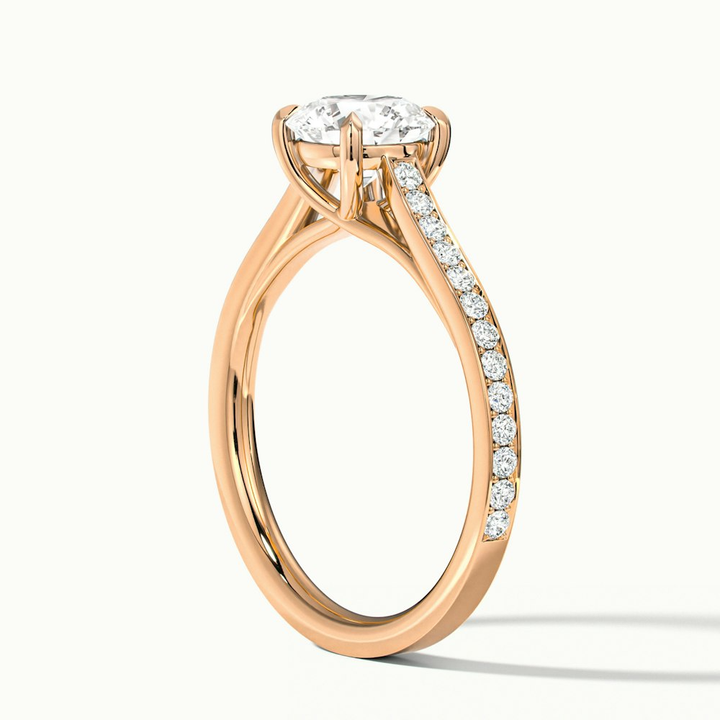 Elma 5 Carat Round Solitaire Pave Lab Grown Diamond Ring in 18k Rose Gold