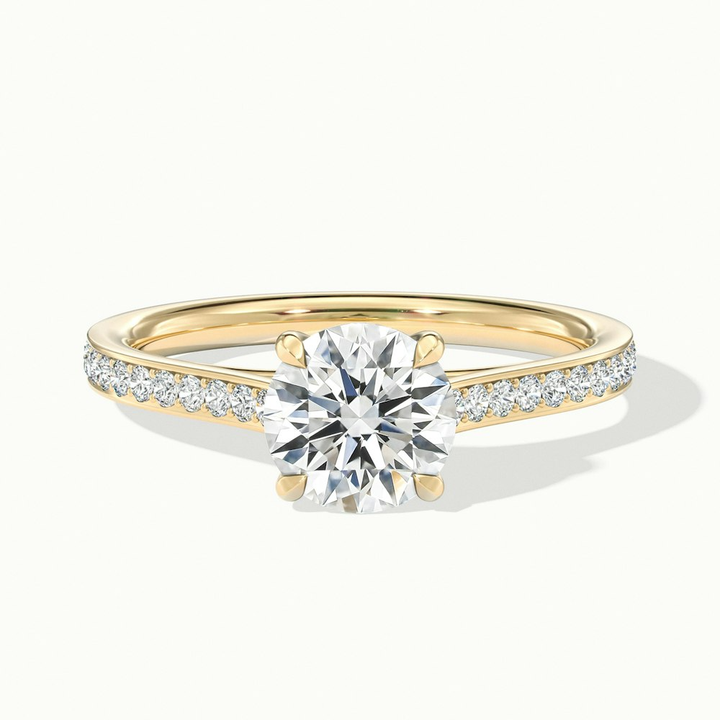 Elma 2.5 Carat Round Solitaire Pave Lab Grown Diamond Ring in 10k Yellow Gold