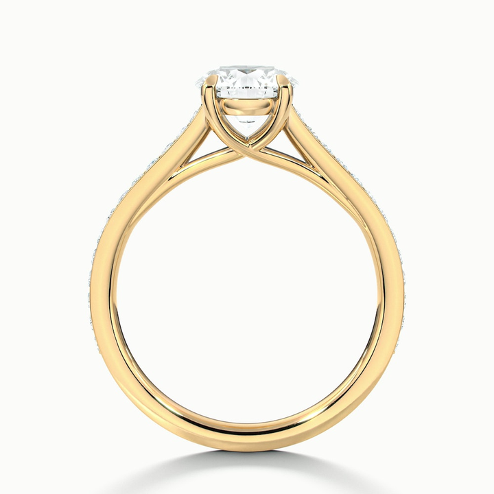 Elma 3 Carat Round Solitaire Pave Lab Grown Diamond Ring in 10k Yellow Gold