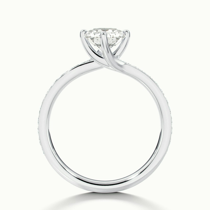 Faye 3 Carat Round Solitaire Pave Moissanite Engagement Ring in 10k White Gold