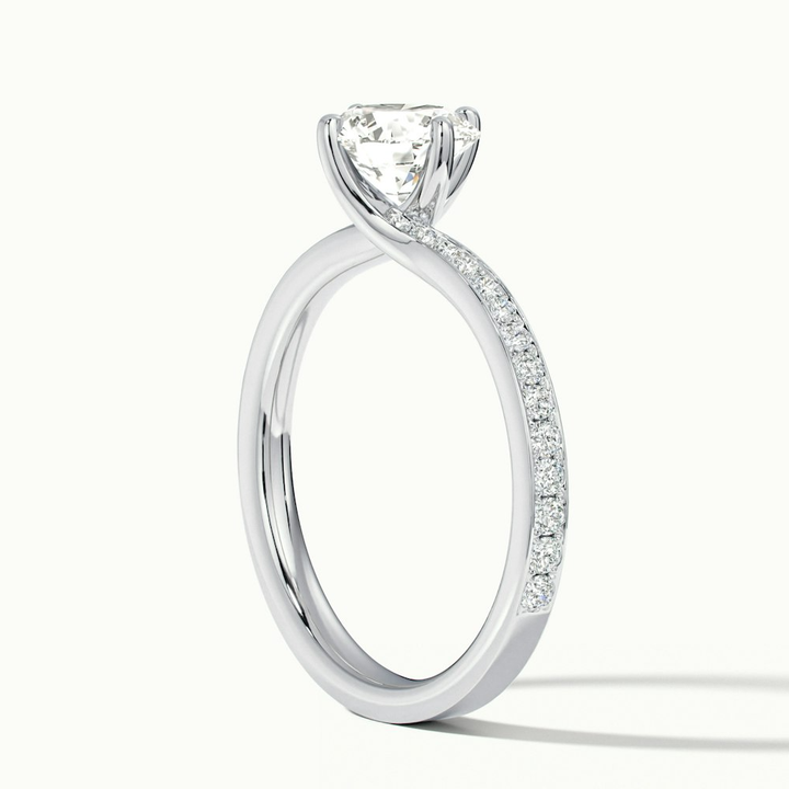 Faye 5 Carat Round Solitaire Pave Moissanite Engagement Ring in 18k White Gold