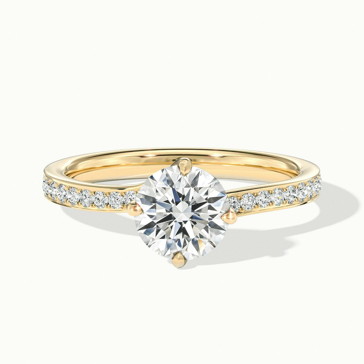Enni 1.5 Carat Round Solitaire Pave Lab Grown Diamond Ring in 10k Yellow Gold