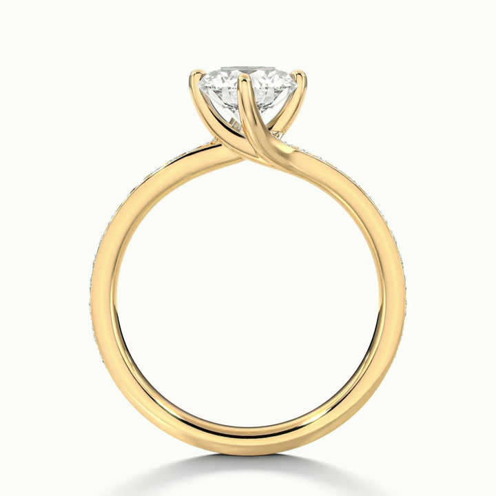 Faye 2 Carat Round Solitaire Pave Moissanite Engagement Ring in 14k Yellow Gold