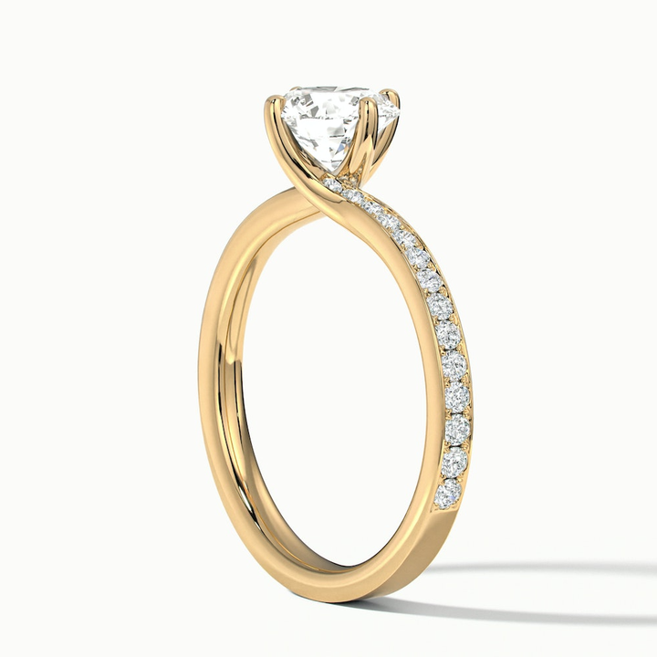 Enni 3 Carat Round Solitaire Pave Lab Grown Diamond Ring in 10k Yellow Gold