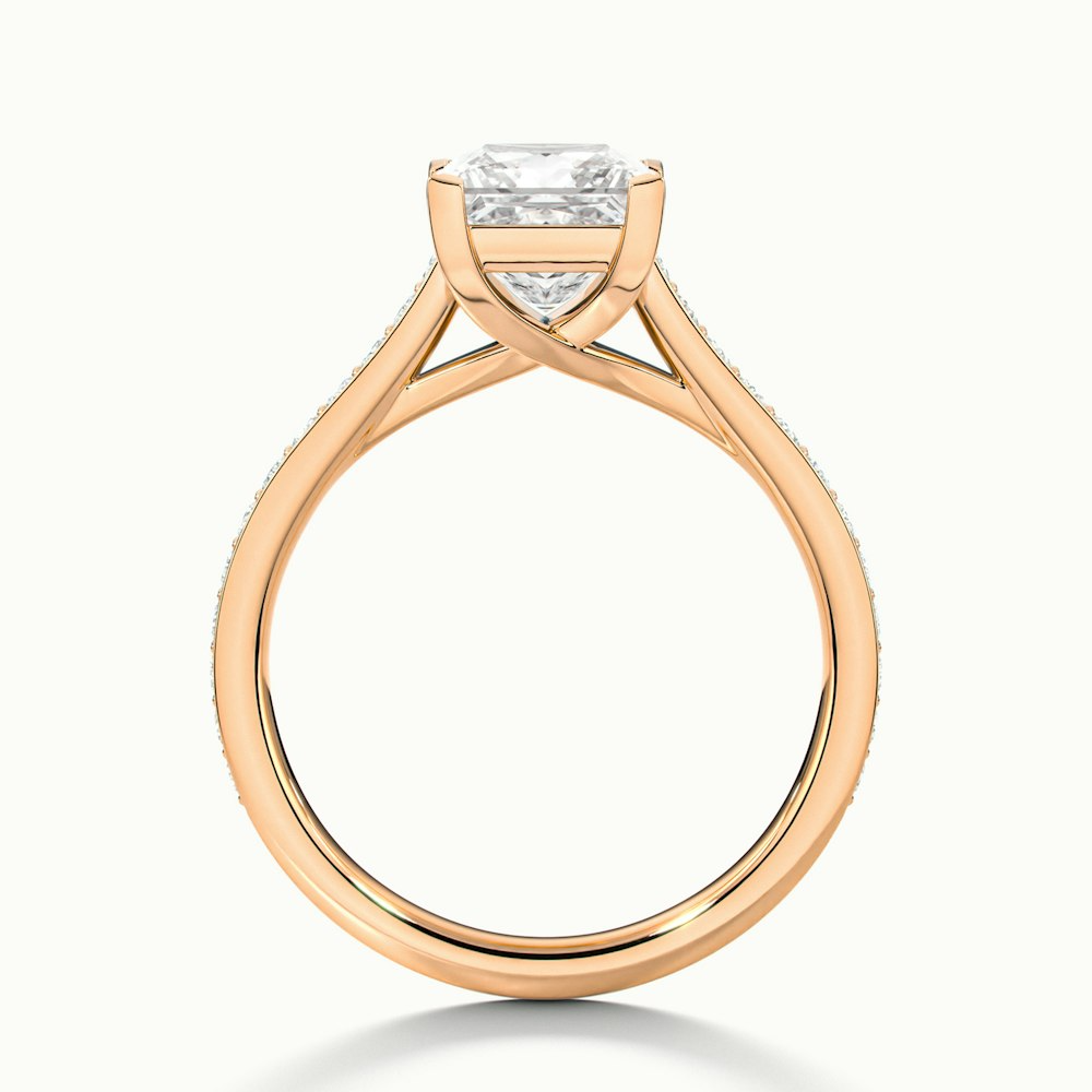 Asta 3.5 Carat Princess Cut Solitaire Pave Lab Grown Diamond Ring in 10k Rose Gold