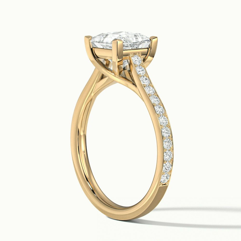 Tia 2 Carat Princess Cut Solitaire Pave Moissanite Engagement Ring in 10k Yellow Gold