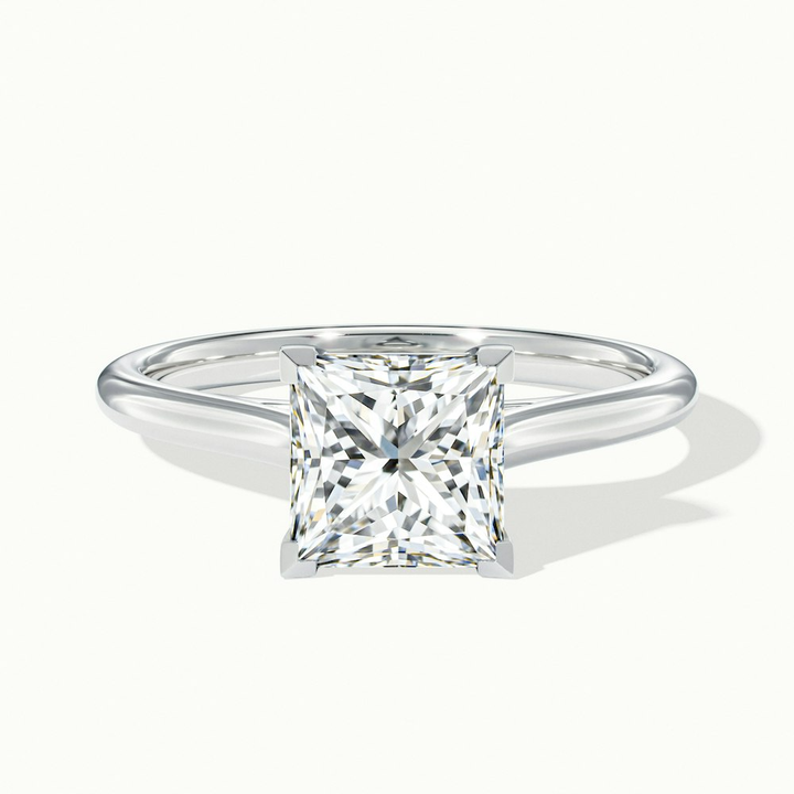 Lux 3 Carat Princess Cut Solitaire Moissanite Engagement Ring in 10k White Gold