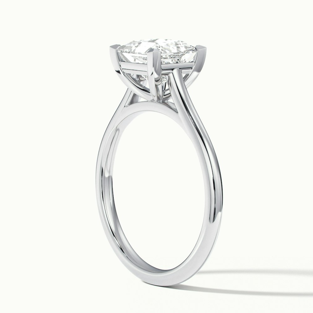 Lux 1 Carat Princess Cut Solitaire Moissanite Engagement Ring in 14k White Gold