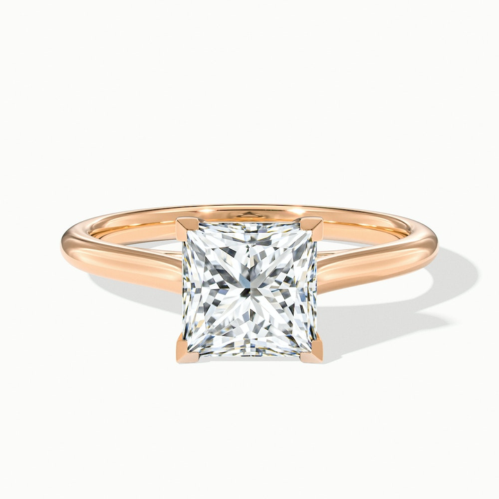 Lux 2 Carat Princess Cut Solitaire Moissanite Engagement Ring in 14k Rose Gold