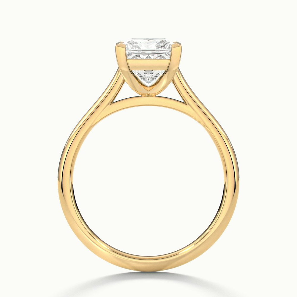 Lux 2.5 Carat Princess Cut Solitaire Moissanite Engagement Ring in 14k Yellow Gold
