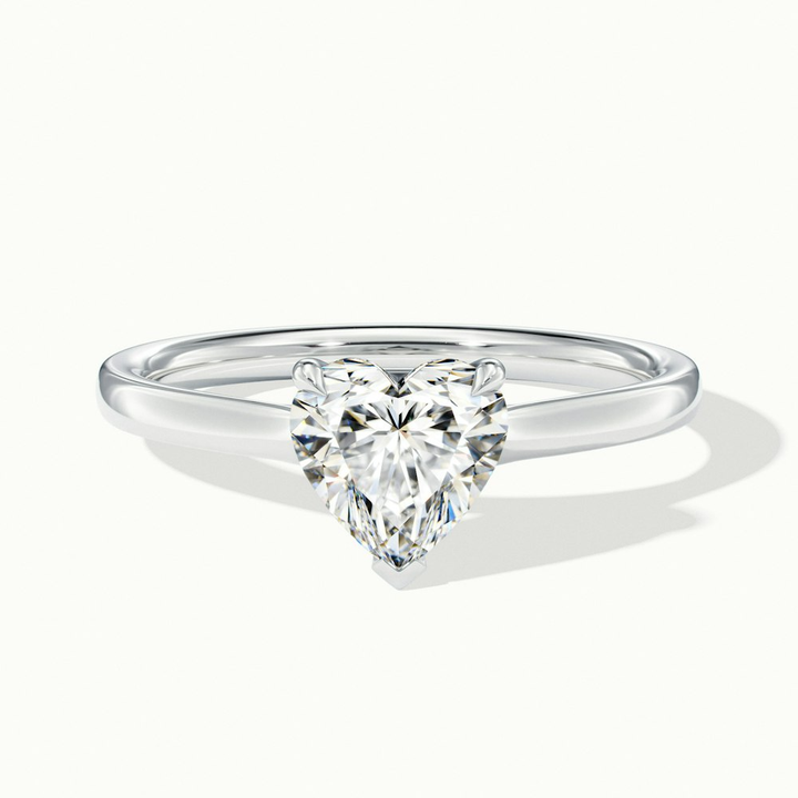 Mia 2 Carat Heart Shaped Solitaire Moissanite Engagement Ring in 18k White Gold
