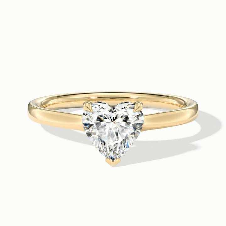 Esha 1.5 Carat Heart Shaped Solitaire Lab Grown Diamond Ring in 10k Yellow Gold