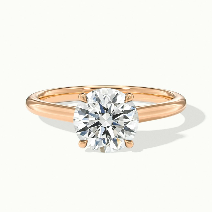 Elena 4 Carat Round Solitaire Lab Grown Diamond Ring in 14k Rose Gold