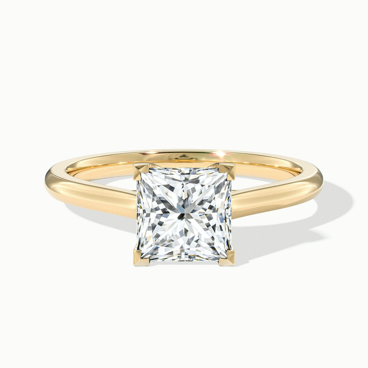 Amaya 1.5 Carat Princess Cut Solitaire Lab Grown Diamond Ring in 10k Yellow Gold