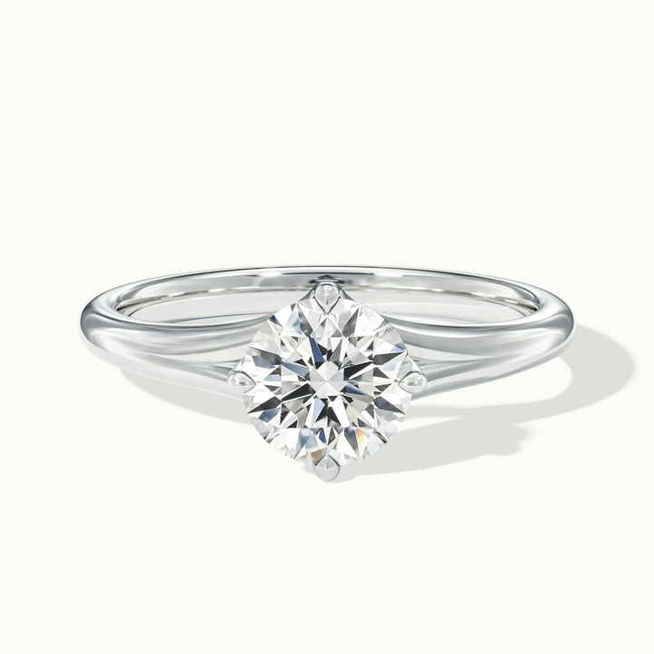 Nelli 1.5 Carat Round Cut Solitaire Lab Grown Diamond Ring in 10k White Gold
