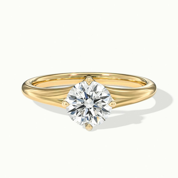 Nelli 2 Carat Round Cut Solitaire Lab Grown Diamond Ring in 10k Yellow Gold