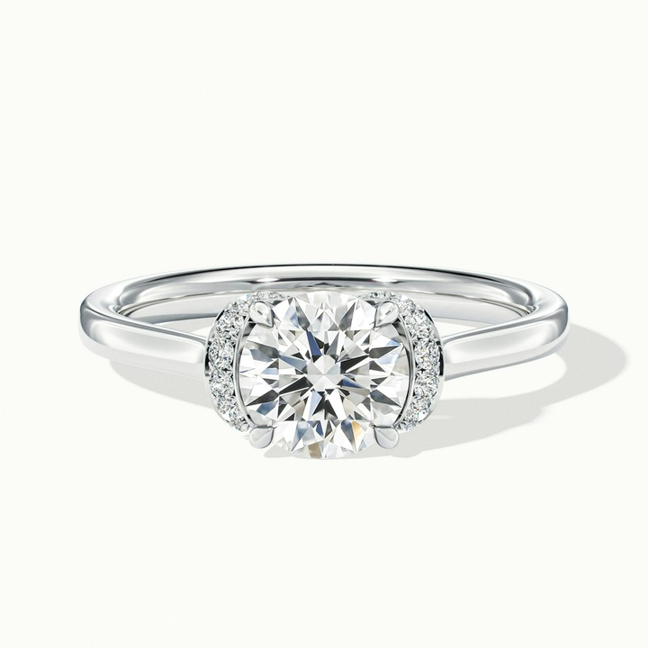 Lux 1 Carat Round Solitaire Garland Pave Lab Grown Engagement Ring in 14k White Gold