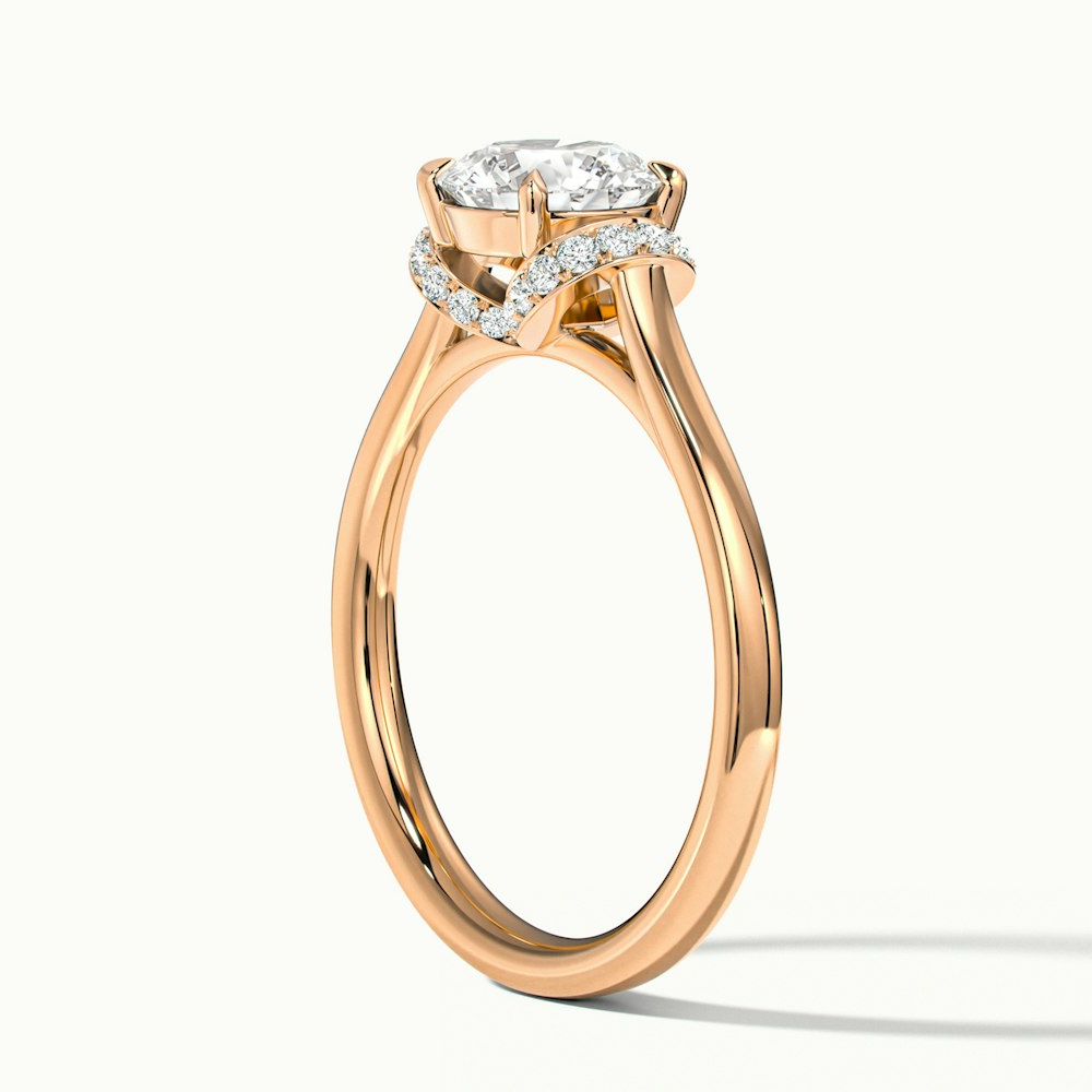 Lux 5 Carat Round Solitaire Garland Pave Lab Grown Engagement Ring in 18k Rose Gold