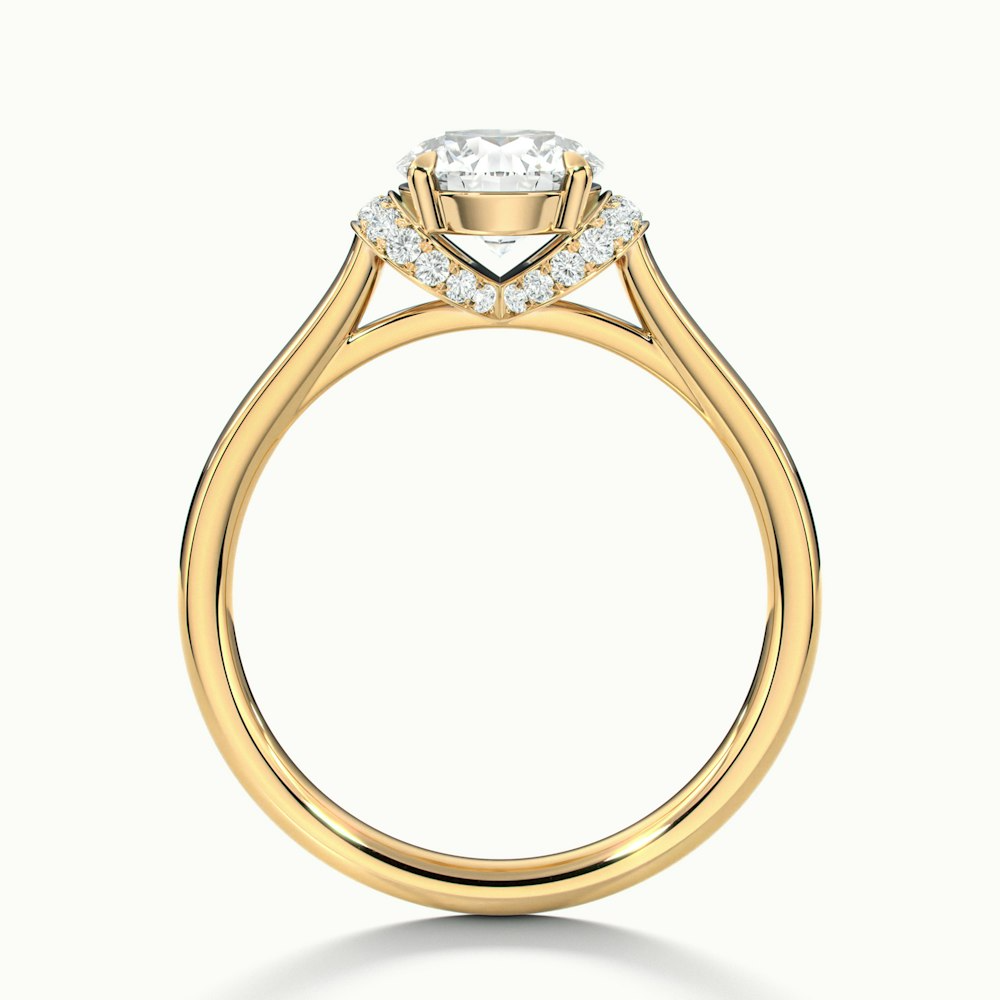 Lux 1.5 Carat Round Solitaire Garland Pave Lab Grown Engagement Ring in 10k Yellow Gold