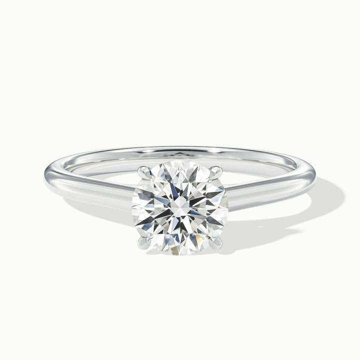 Nia 1 Carat Round Cut Solitaire Moissanite Engagement Ring in 10k White Gold