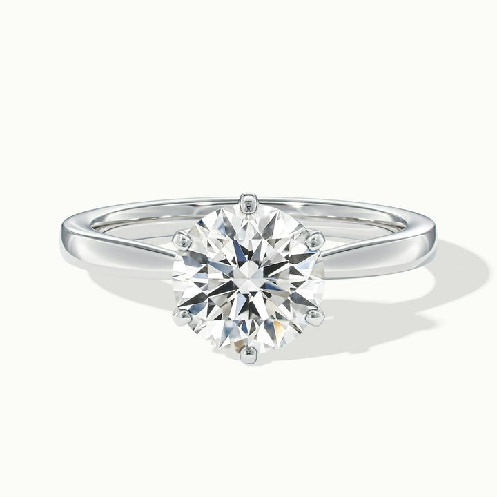 Elle 3 Carat Round Solitaire Moissanite Engagement Ring in 10k White Gold