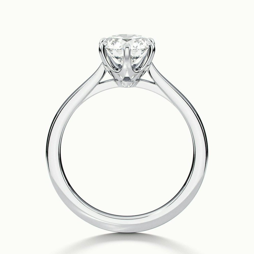 Elle 1 Carat Round Solitaire Moissanite Engagement Ring in 14k White Gold