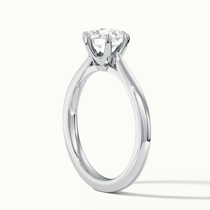 Elle 5 Carat Round Solitaire Moissanite Engagement Ring in 18k White Gold