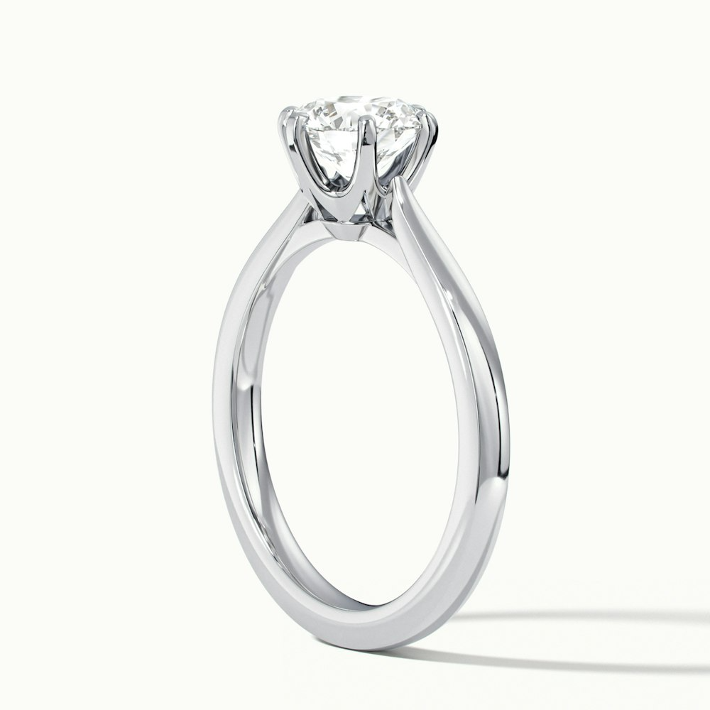 Elle 3 Carat Round Solitaire Moissanite Engagement Ring in 10k White Gold