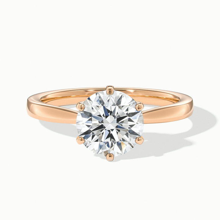 Amy 5 Carat Round Solitaire Lab Grown Diamond Ring in 18k Rose Gold