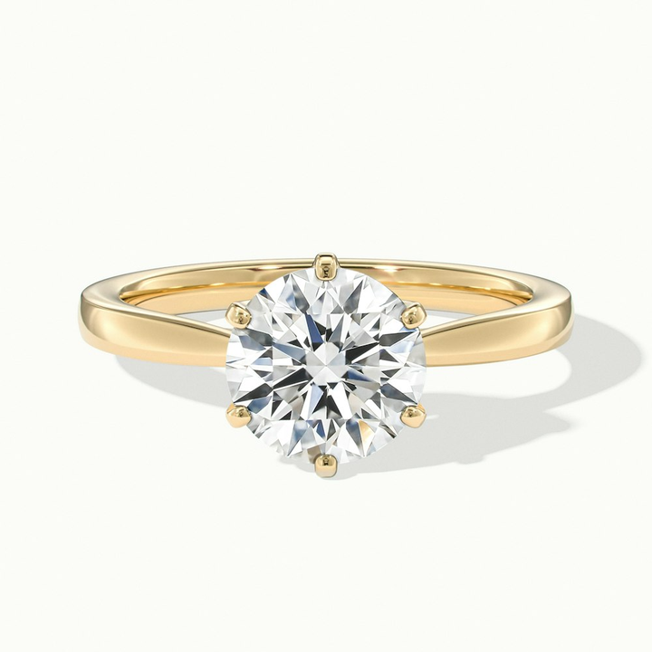 Elle 2.5 Carat Round Solitaire Moissanite Engagement Ring in 10k Yellow Gold