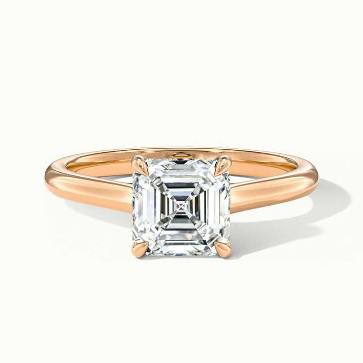 April 2 Carat Asscher Cut Solitaire Lab Grown Diamond Ring in 14k Rose Gold