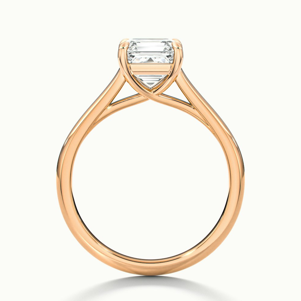 April 3.5 Carat Asscher Cut Solitaire Lab Grown Diamond Ring in 10k Rose Gold
