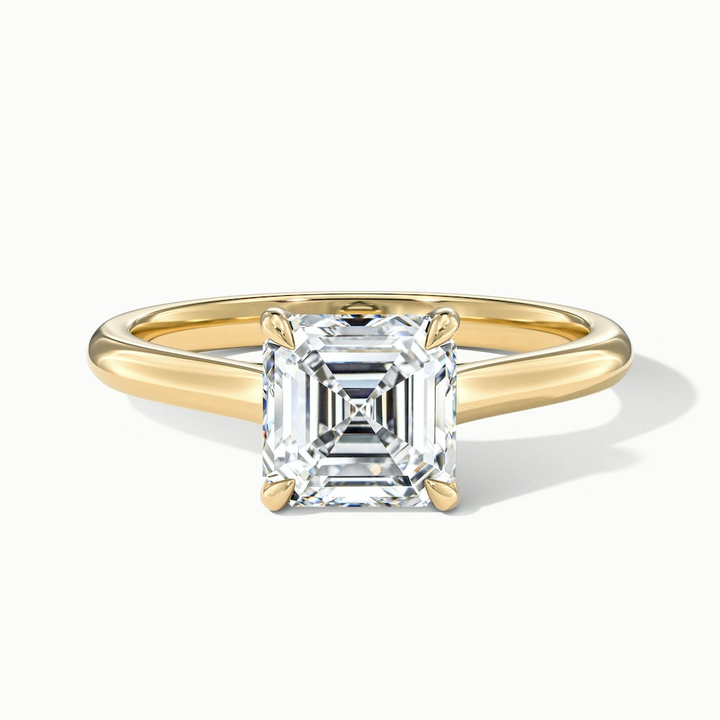 Ada 1 Carat Asscher Cut Solitaire Moissanite Engagement Ring in 14k Yellow Gold