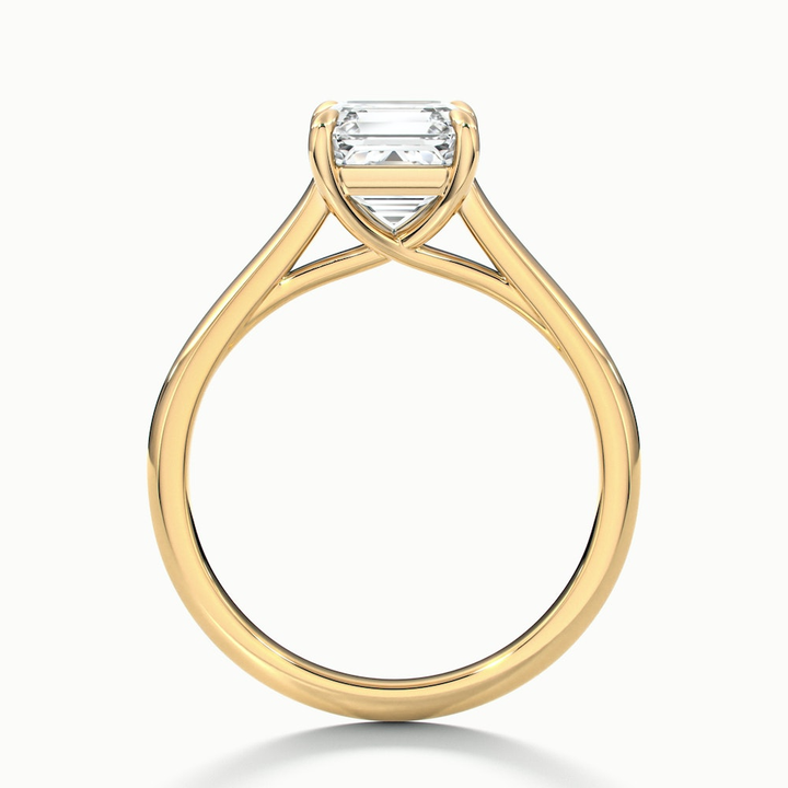 April 1.5 Carat Asscher Cut Solitaire Lab Grown Diamond Ring in 10k Yellow Gold