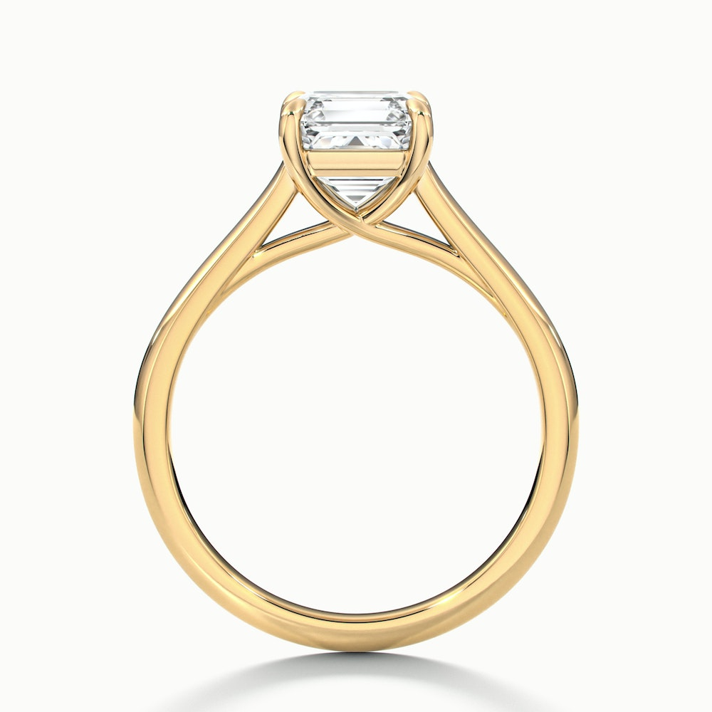 Ada 1.5 Carat Asscher Cut Solitaire Moissanite Engagement Ring in 14k Yellow Gold