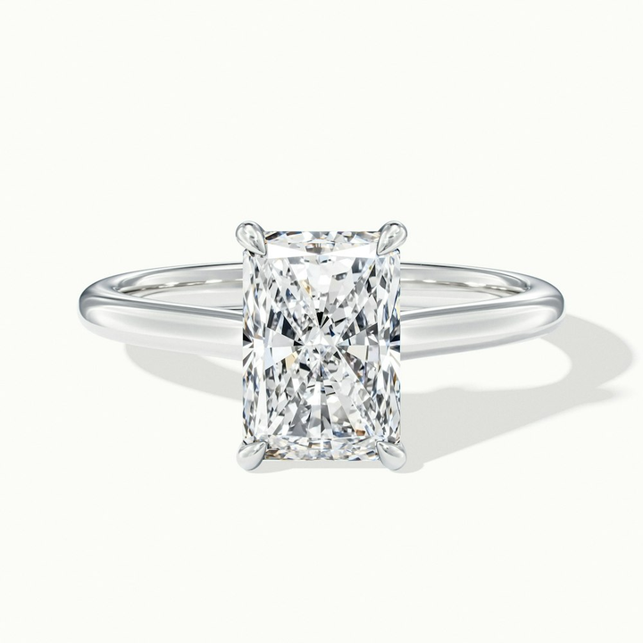 Daisy 3 Carat Radiant Cut Solitaire Lab Grown Diamond Ring in 18k White Gold