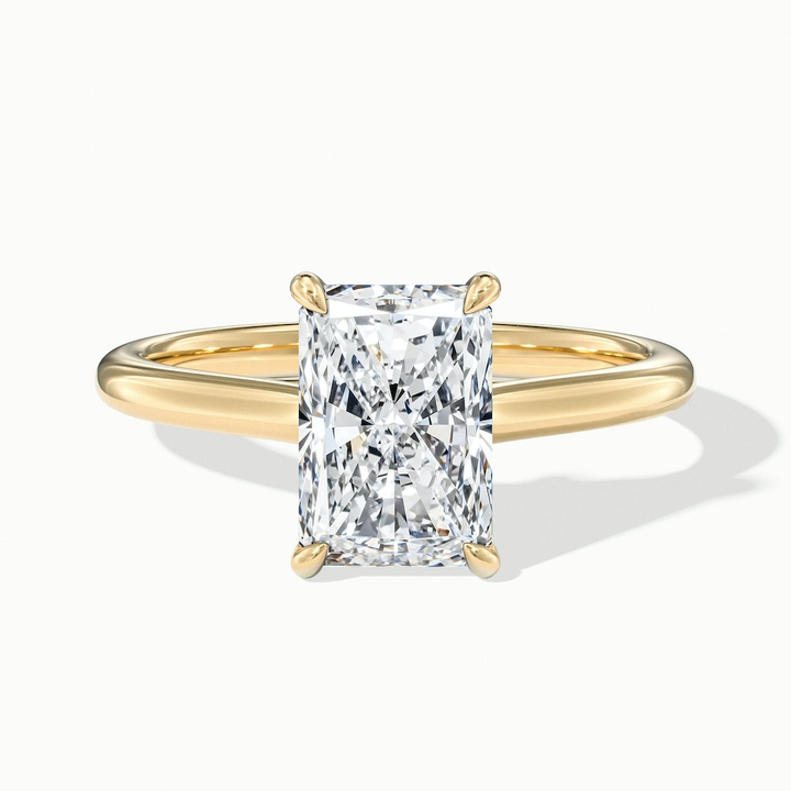 Alia 2 Carat Radiant Cut Solitaire Moissanite Engagement Ring in 14k Yellow Gold