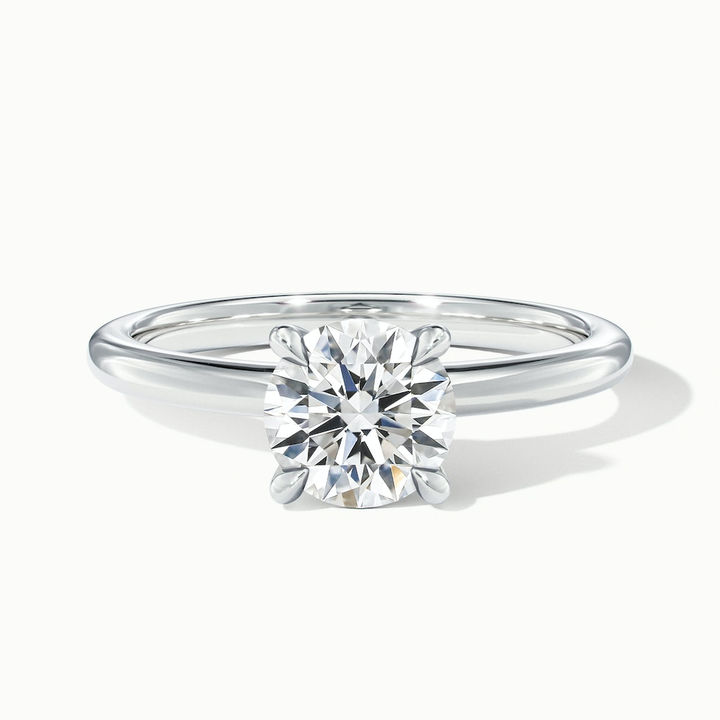 Zoey 1 Carat Round Solitaire Moissanite Engagement Ring in 10k White Gold